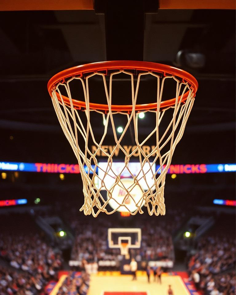 Basketball hoop in a packed arena